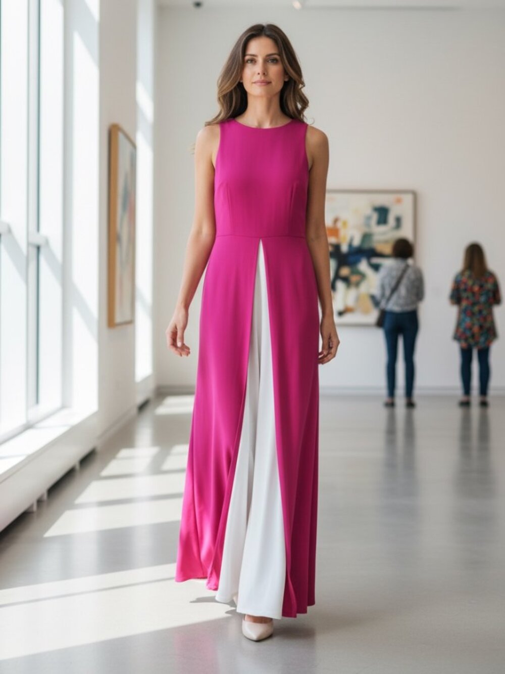 Pink Retro Jumpsuit S High Slit 70s Disco Boho